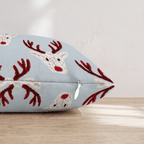 Reindeer Block Print Throw Pillow - Hillcroft Home