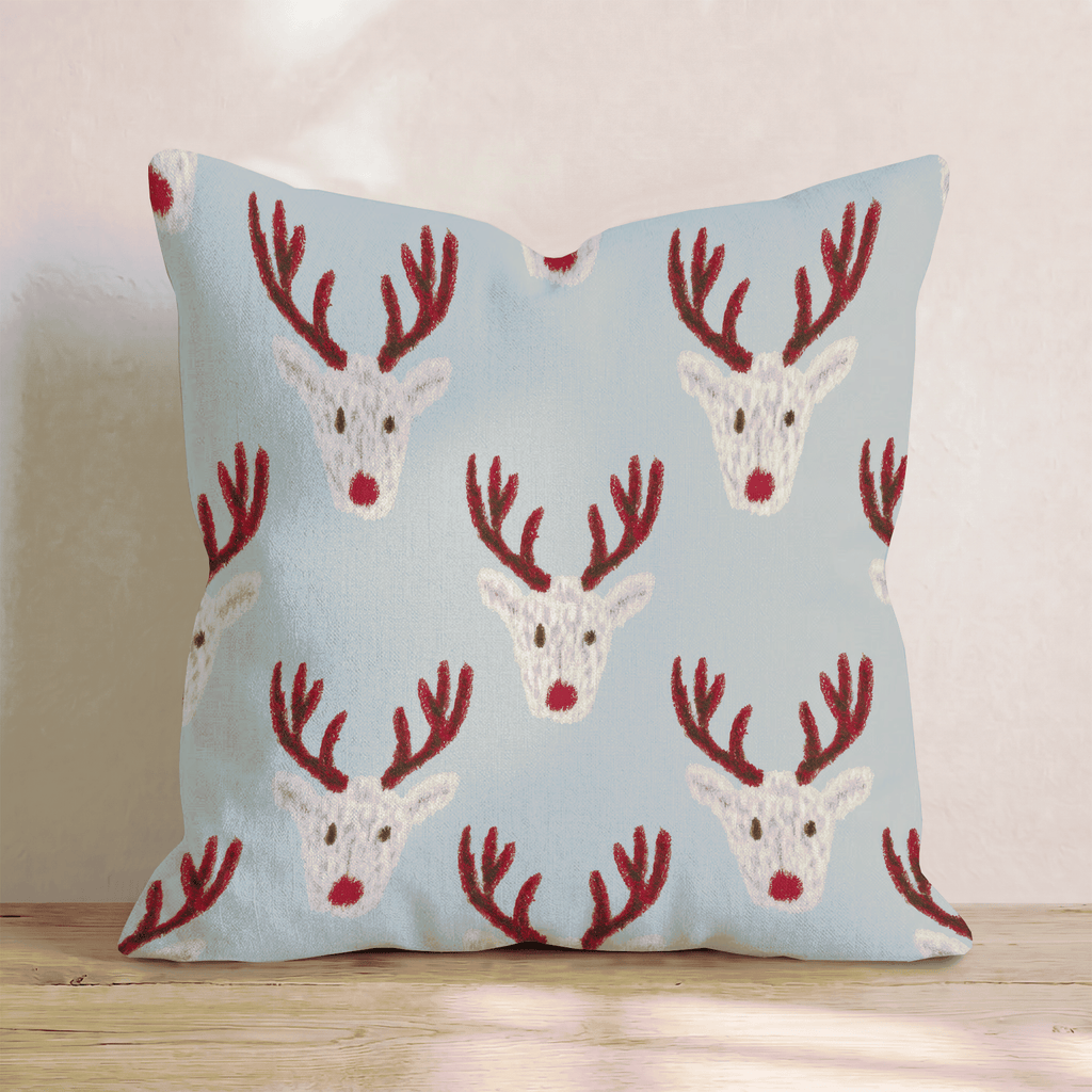 Reindeer Block Print Throw Pillow - Hillcroft Home