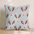Reindeer Block Print Throw Pillow - Hillcroft Home