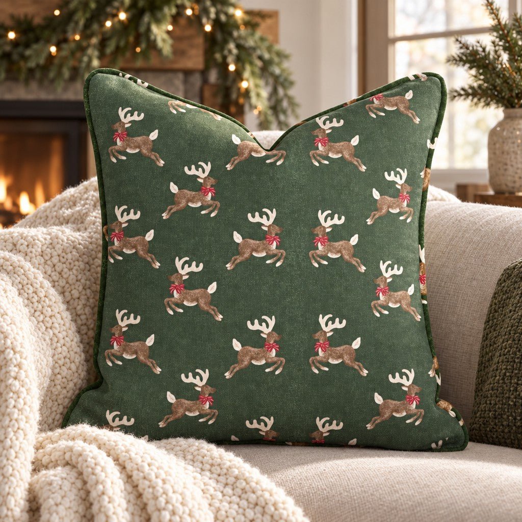 Reindeer Games Throw Pillow throw pillow - Hillcroft Home