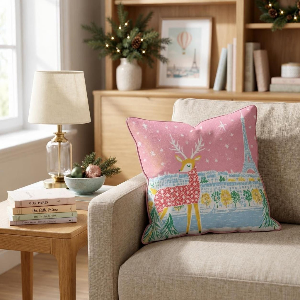 Reindeer In Paris Throw Pillow throw pillow - Hillcroft Home