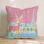 Reindeer In Paris Throw Pillow - Hillcroft Home