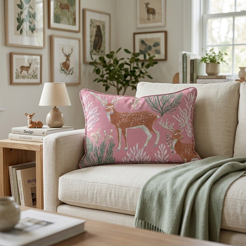 Reindeer In the Wild Throw Pillow - Hillcroft Home