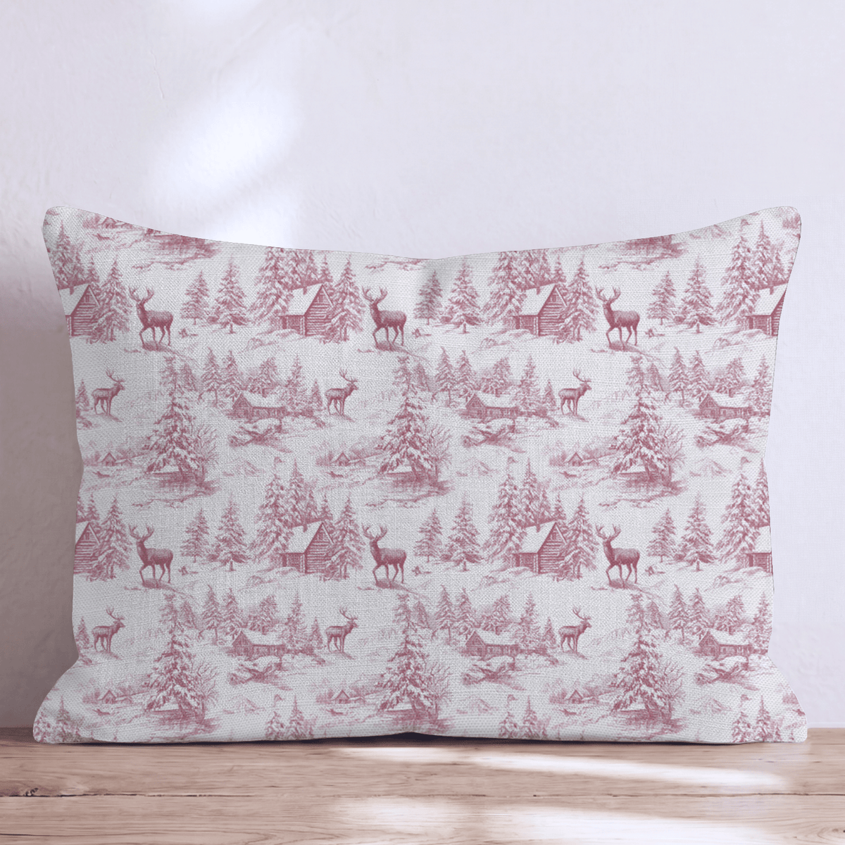 Reindeer Toile Throw Pillow throw pillow - Hillcroft Home