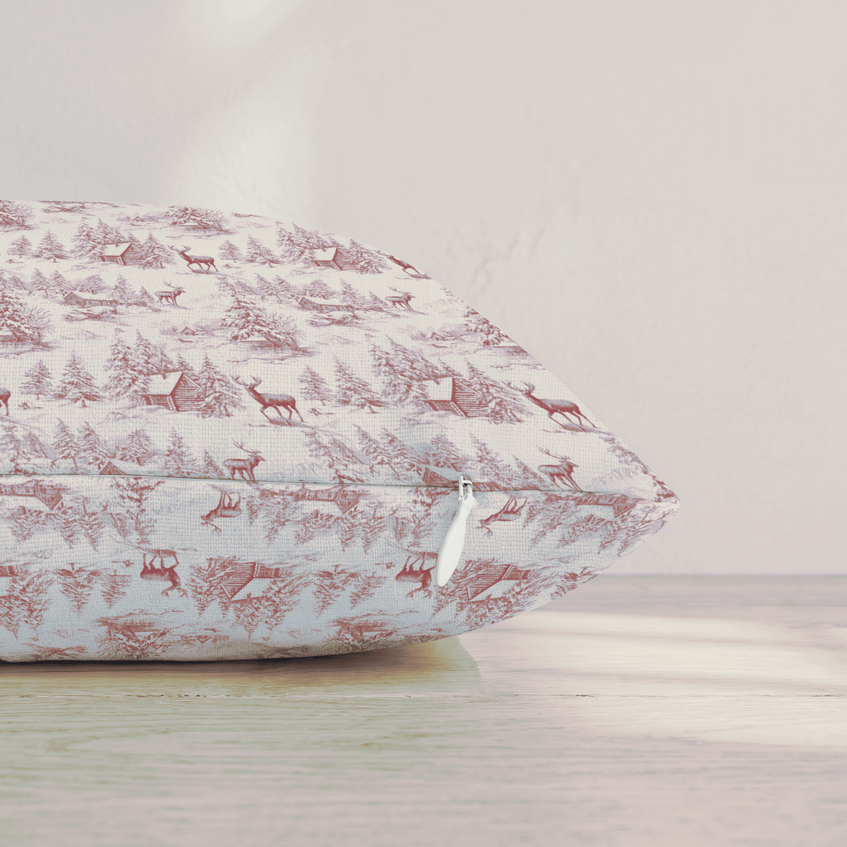 Reindeer Toile Throw Pillow throw pillow - Hillcroft Home