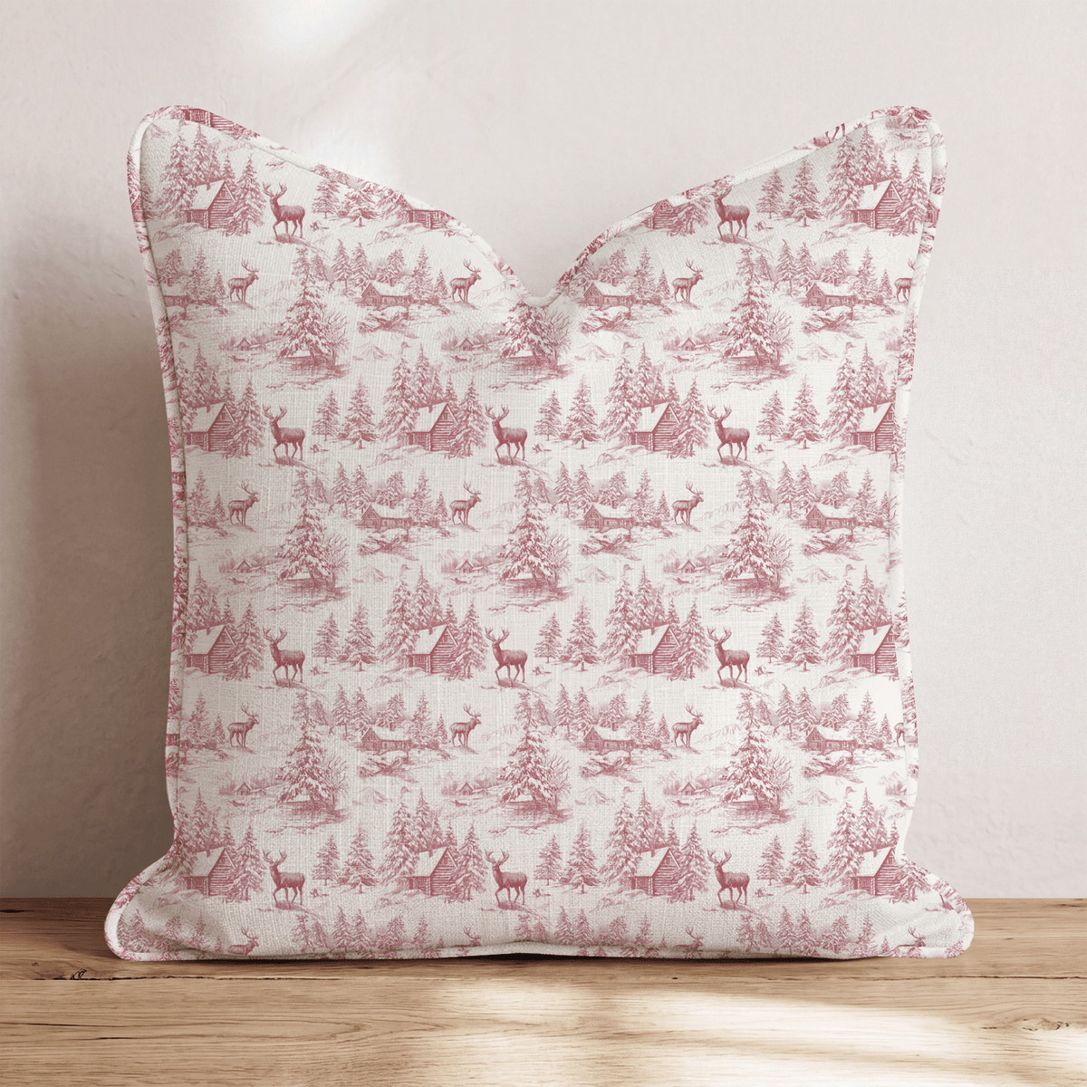 Reindeer Toile Throw Pillow throw pillow - Hillcroft Home