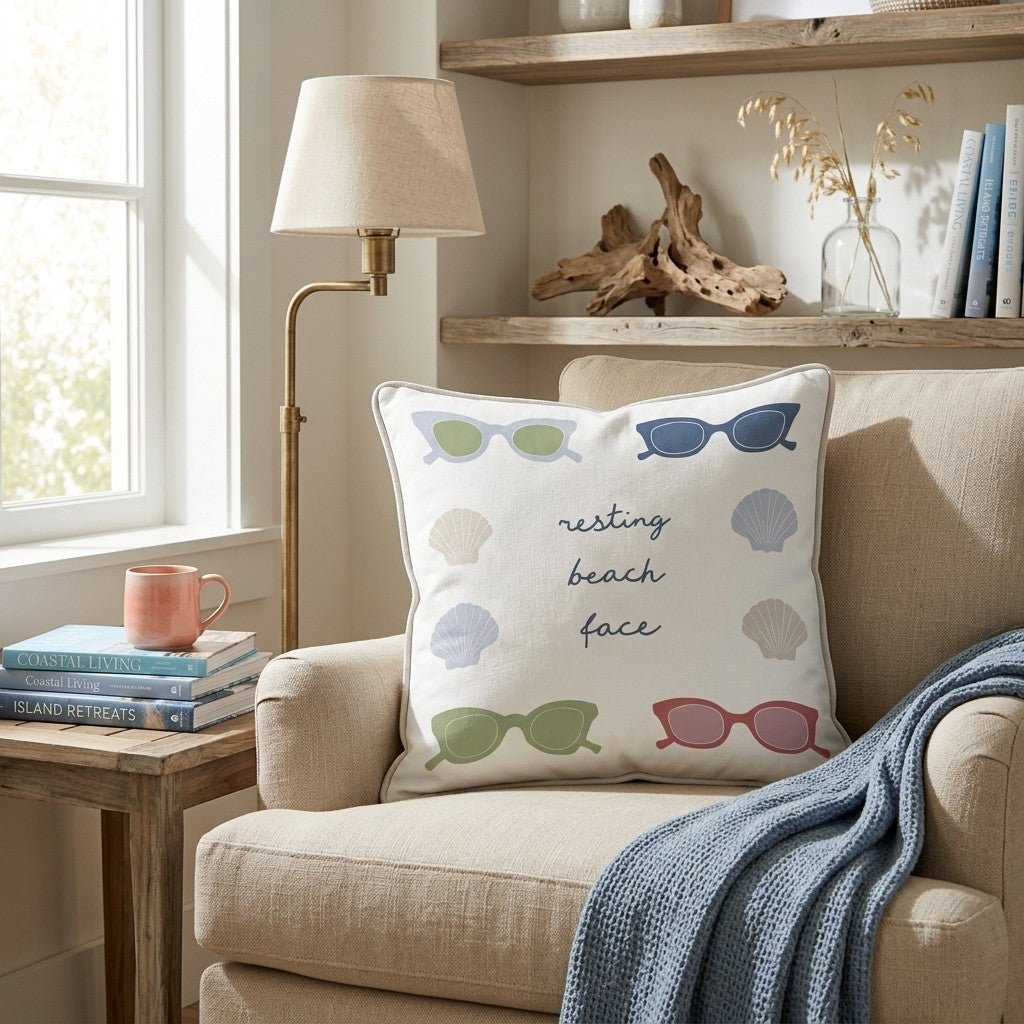 Resting Beach Face Throw Pillow - Hillcroft Home