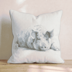 Resting Pig Sketch Throw Pillow - Hillcroft Home
