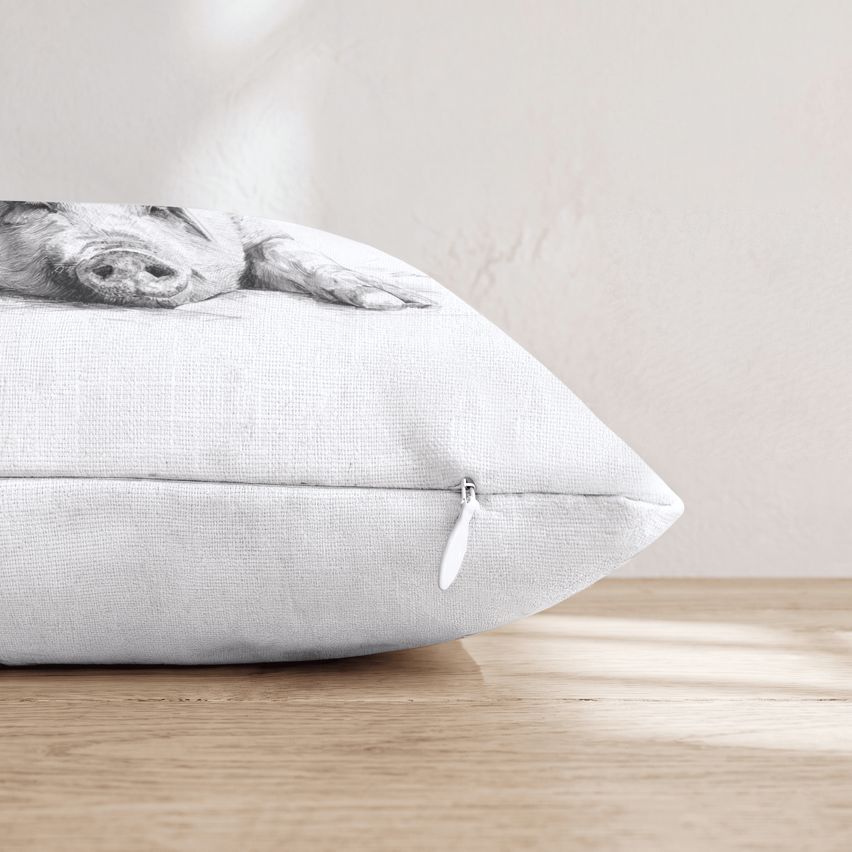 Resting Pig Sketch Throw Pillow - Hillcroft Home