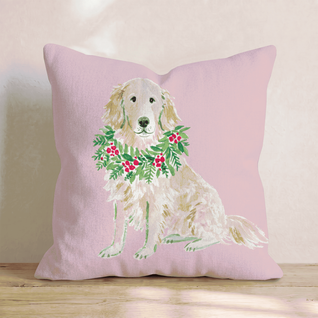 Retriever Berry Wreath Throw Pillow - Hillcroft Home