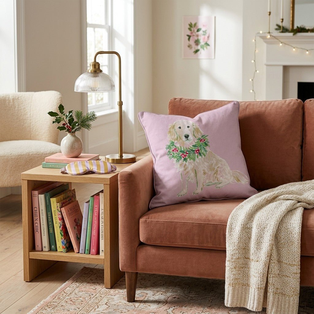 Retriever Berry Wreath Throw Pillow - Hillcroft Home