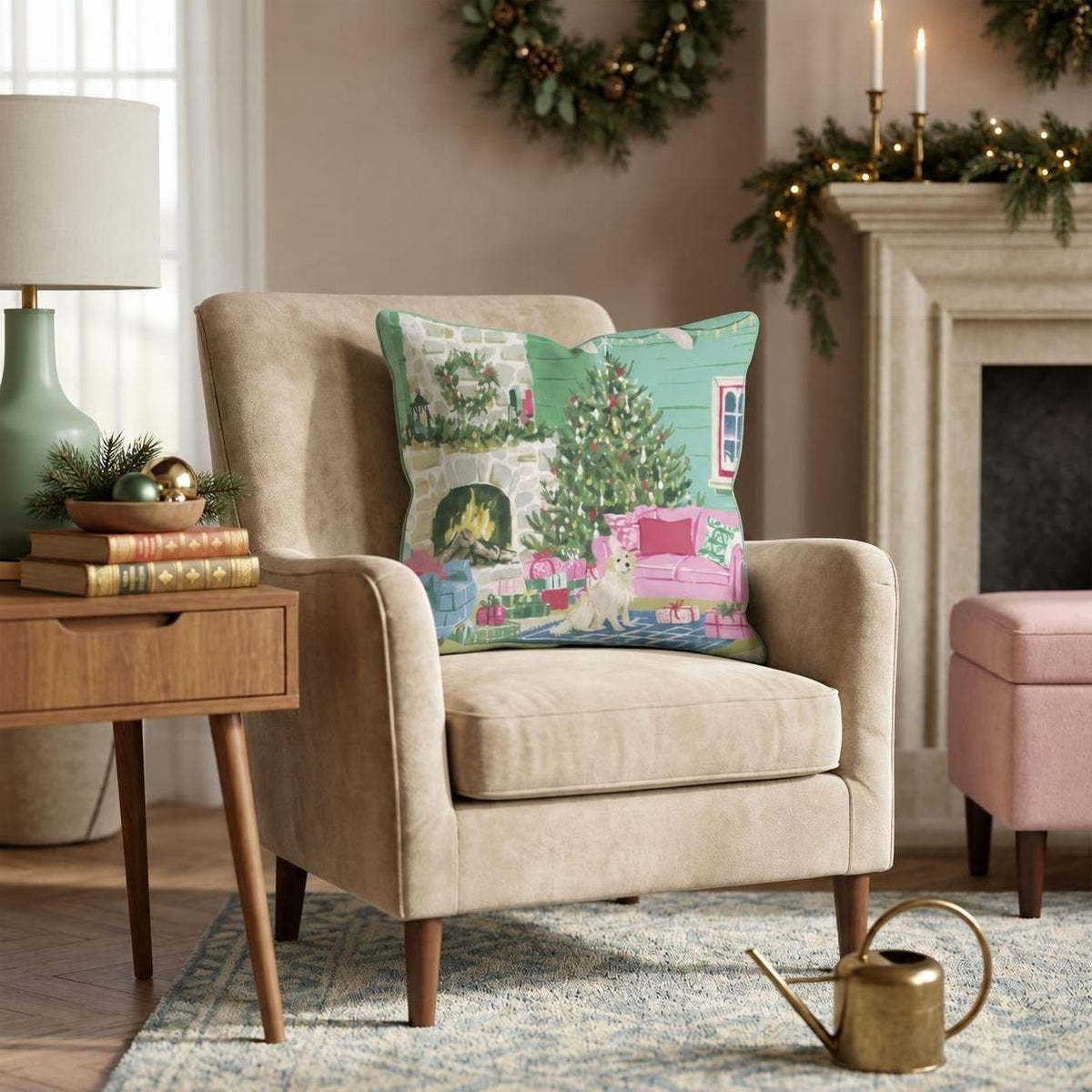 Retriever Fireside Cabin Throw Pillow throw pillow - Hillcroft Home