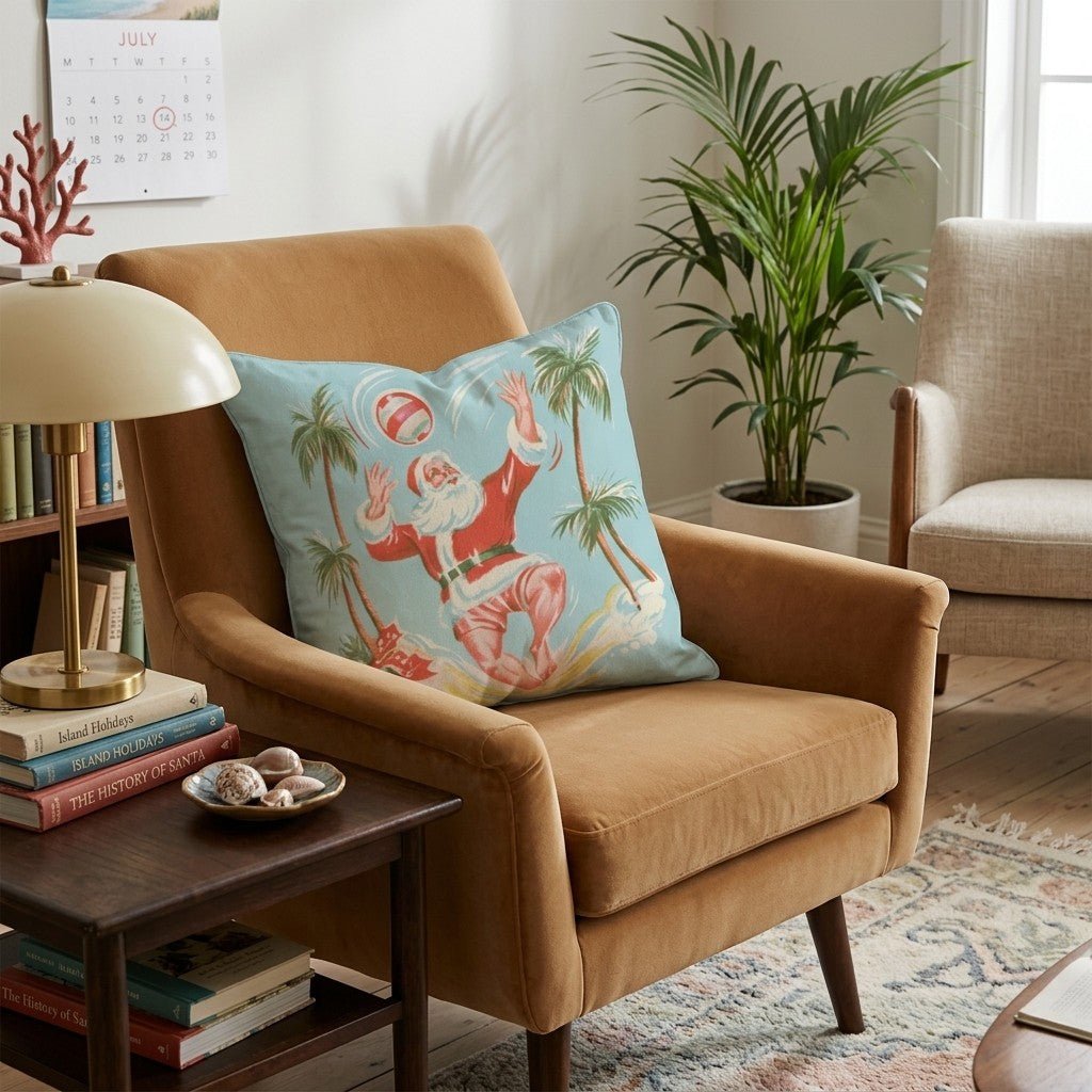 Retro Beach Serve Throw Pillow - Hillcroft Home