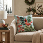 Retro Cardinal Pines Throw Pillow throw pillow - Hillcroft Home