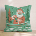 Retro Fisherman Santa Throw Pillow - Hillcroft Home