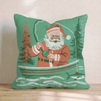 Retro Fisherman Santa Throw Pillow - Hillcroft Home