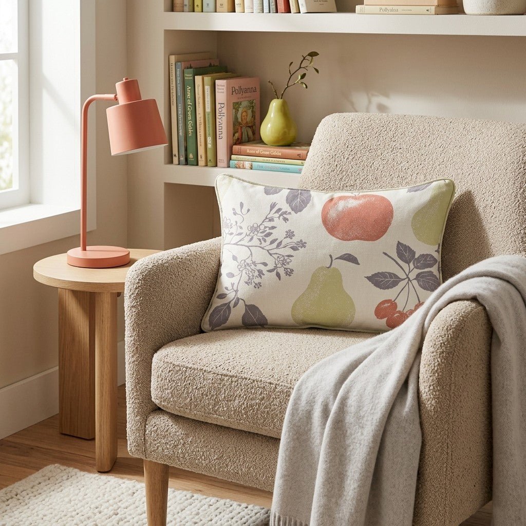 Retro Harvest Stamp Throw Pillow - Hillcroft Home