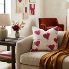Retro Hearts Throw Pillow - Hillcroft Home