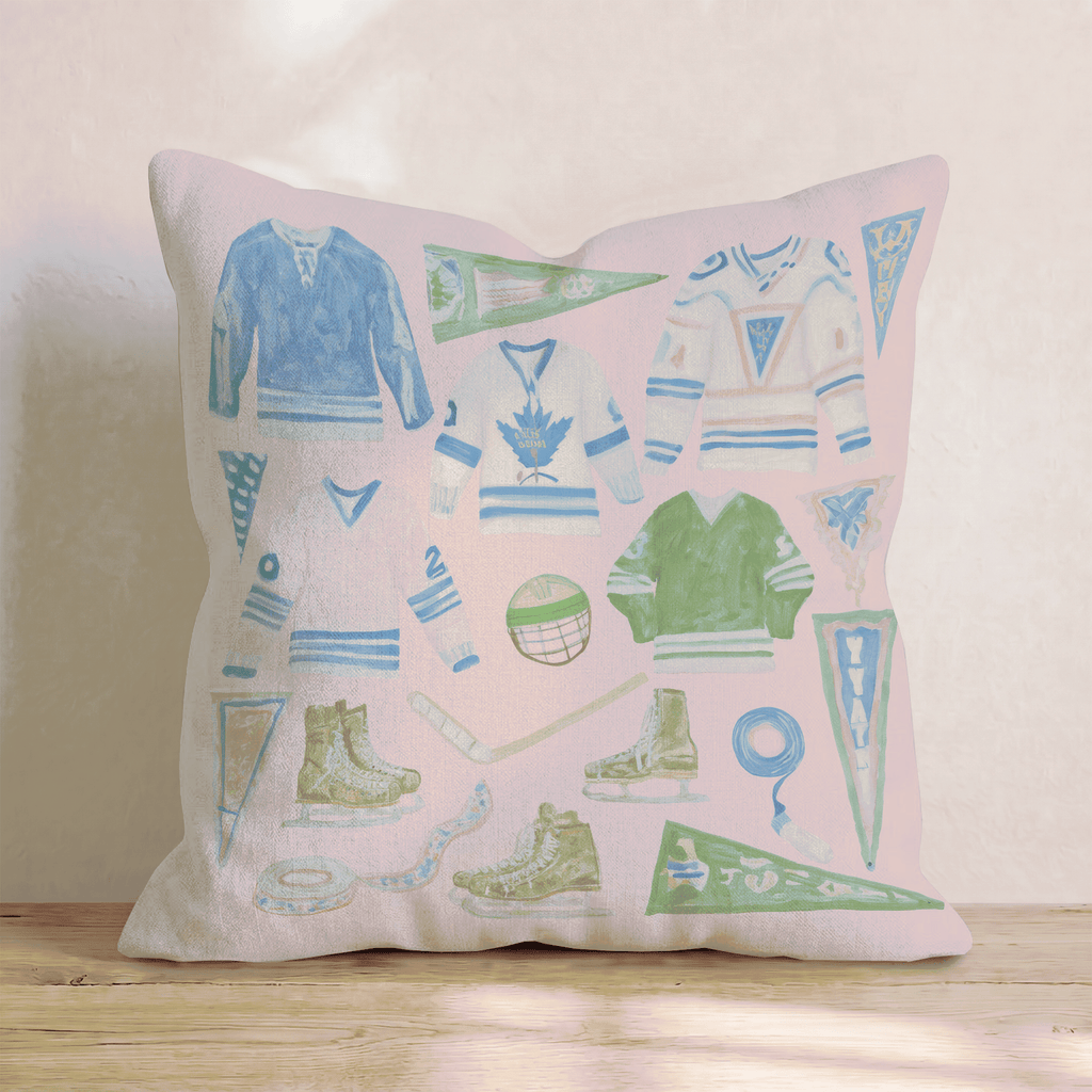 Retro Hockey Throw Pillow - Hillcroft Home