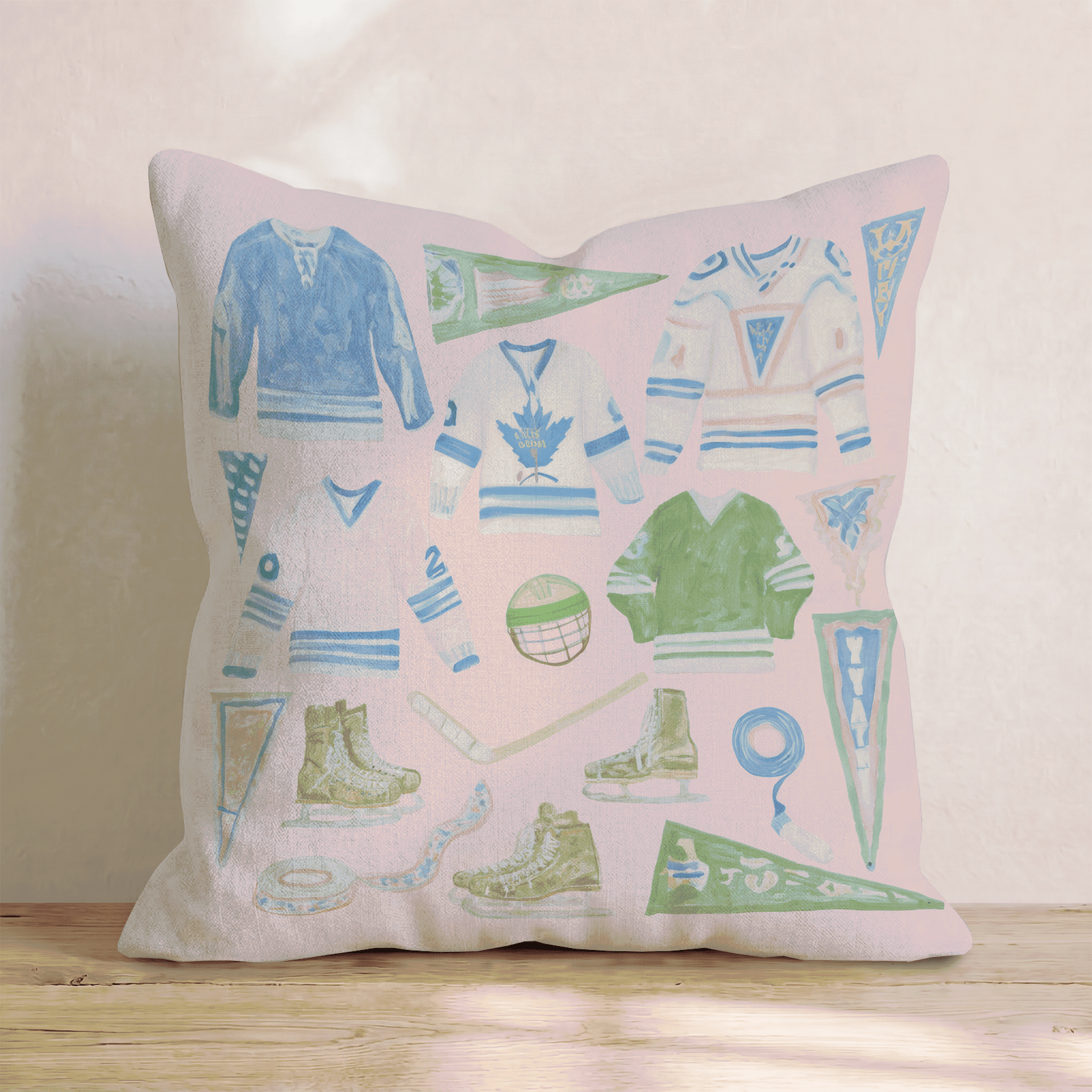 Retro Hockey Throw Pillow - Hillcroft Home