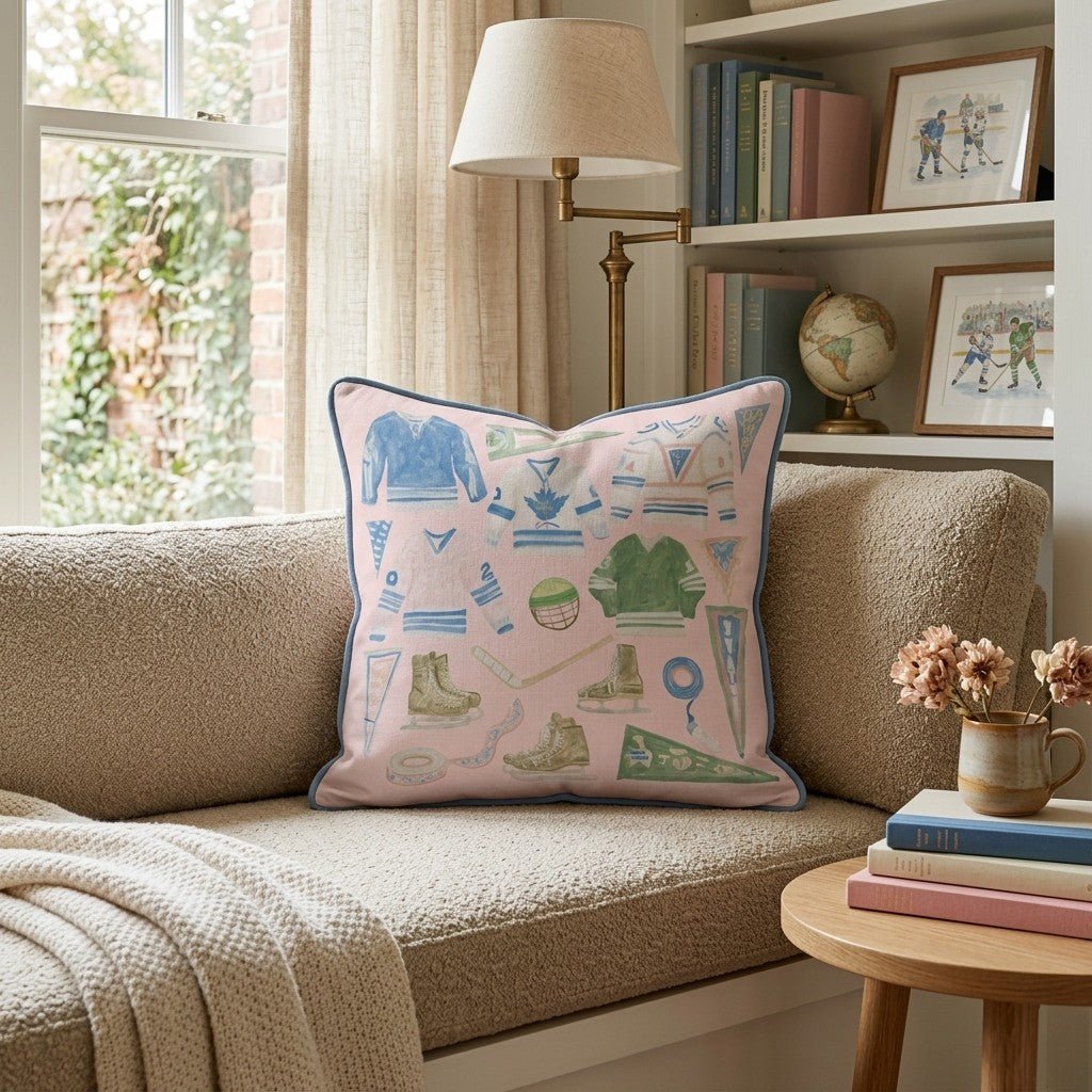 Retro Hockey Throw Pillow - Hillcroft Home