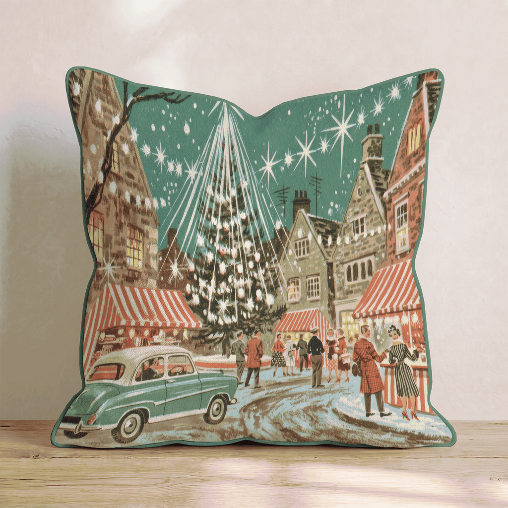 Retro Market Sparkle Throw Pillow - Hillcroft Home