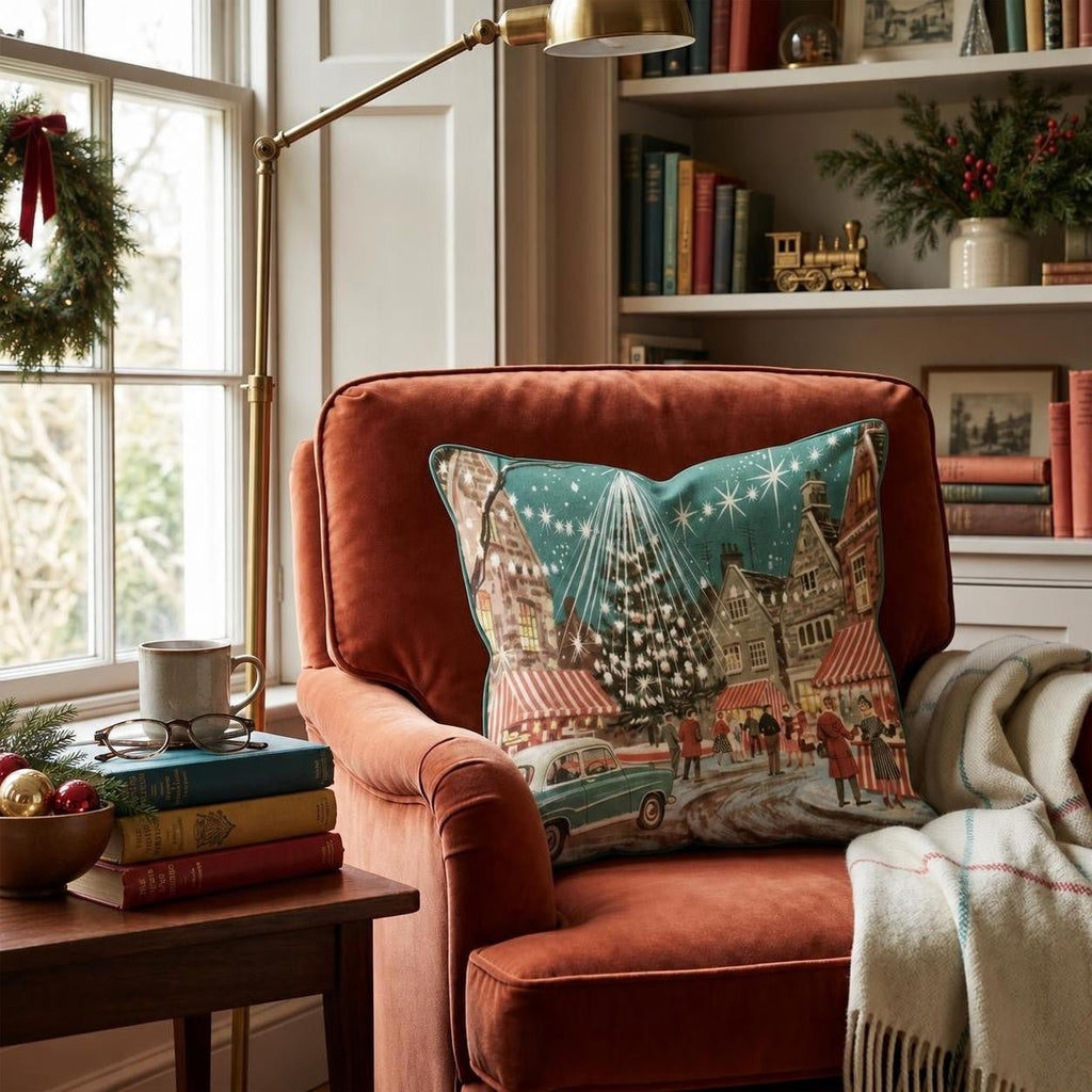 Retro Market Sparkle Throw Pillow throw pillow - Hillcroft Home