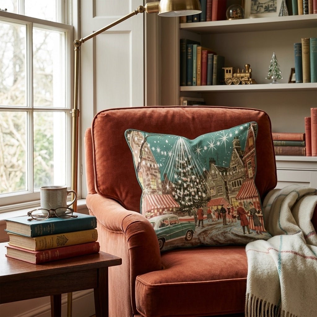 Retro Market Sparkle Throw Pillow - Hillcroft Home