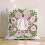 Retro Merry Christmas Wreath Throw Pillow - Hillcroft Home