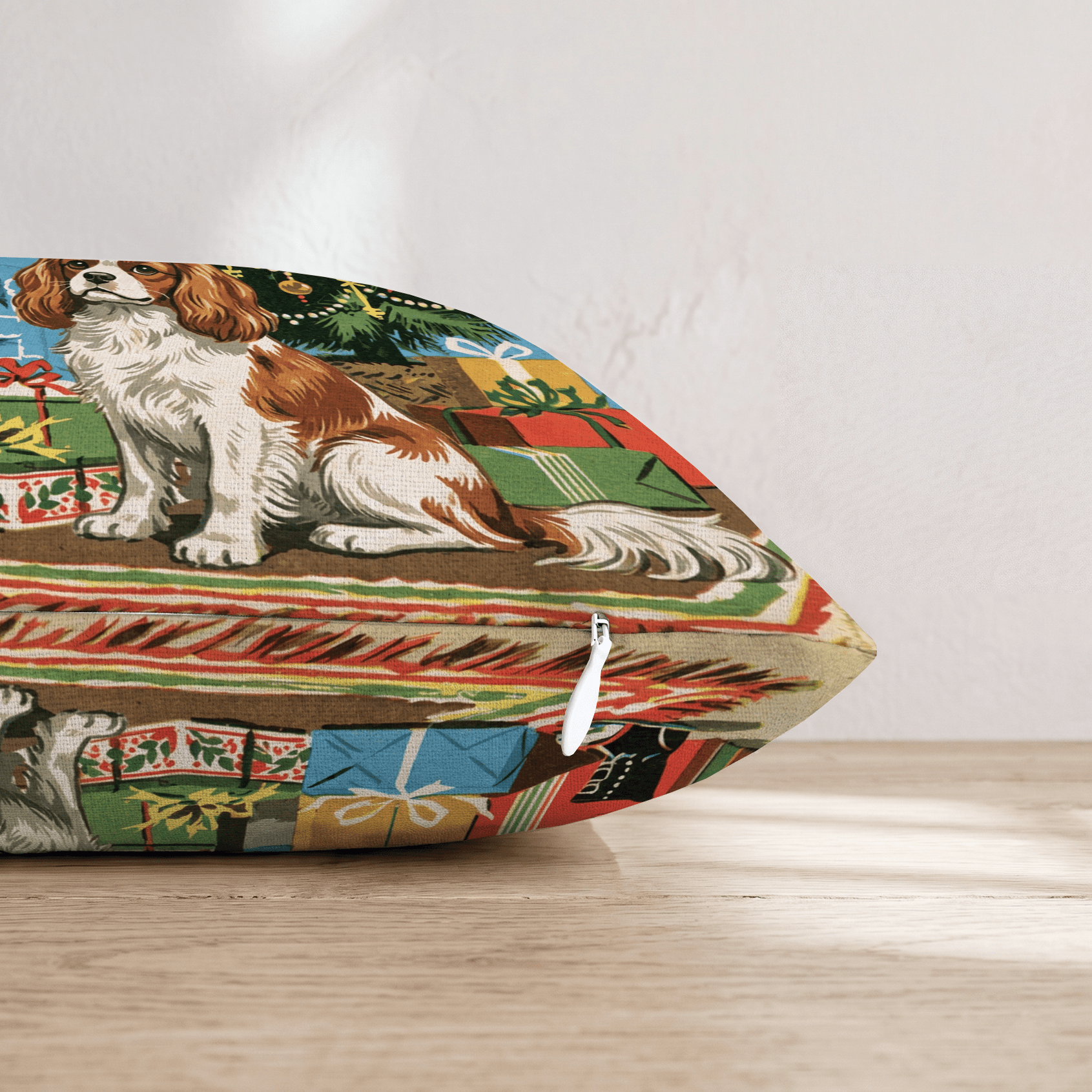 Retro Parlor Cavalier King Charles Spaniel Throw Pillow - Hillcroft Home