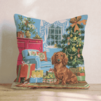 Retro Parlor Dachshund Throw Pillow - Hillcroft Home
