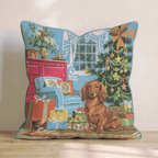 Retro Parlor Dachshund Throw Pillow - Hillcroft Home