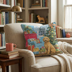 Retro Parlor Goldendoodle Throw Pillow - Hillcroft Home
