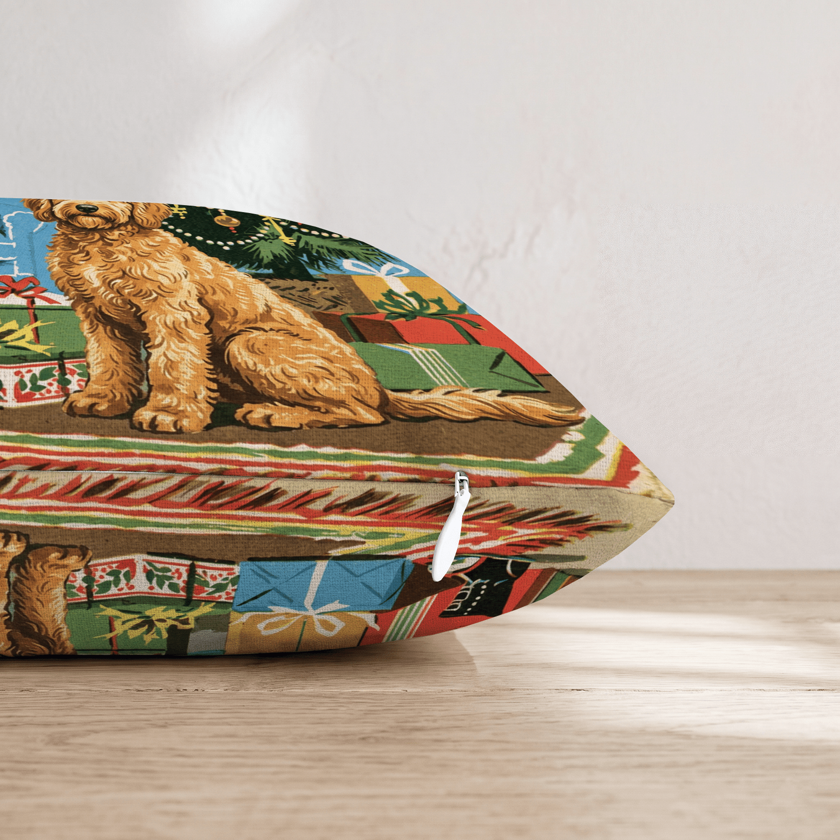 Retro Parlor Goldendoodle Throw Pillow - Hillcroft Home