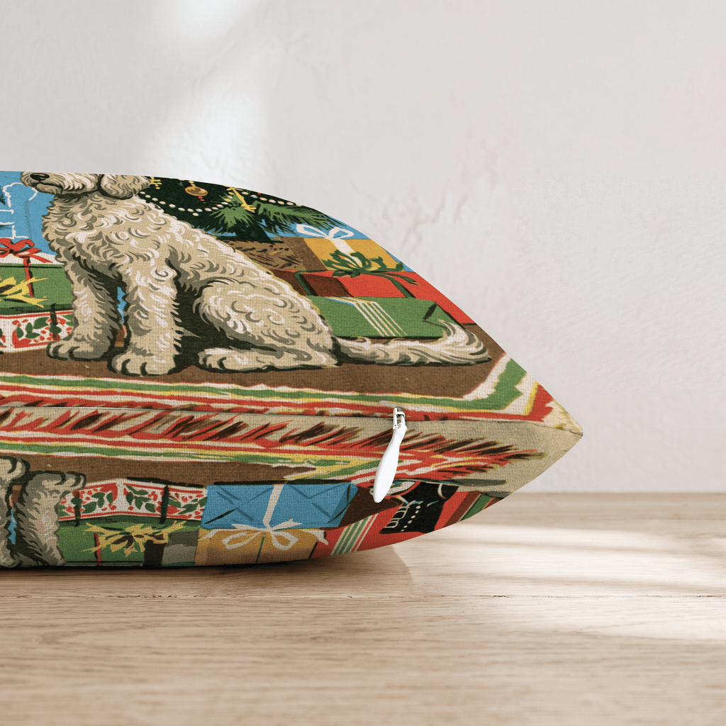 Retro Parlor Labradoodle Throw Pillow - Hillcroft Home