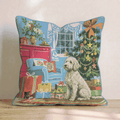 Retro Parlor Labradoodle Throw Pillow - Hillcroft Home