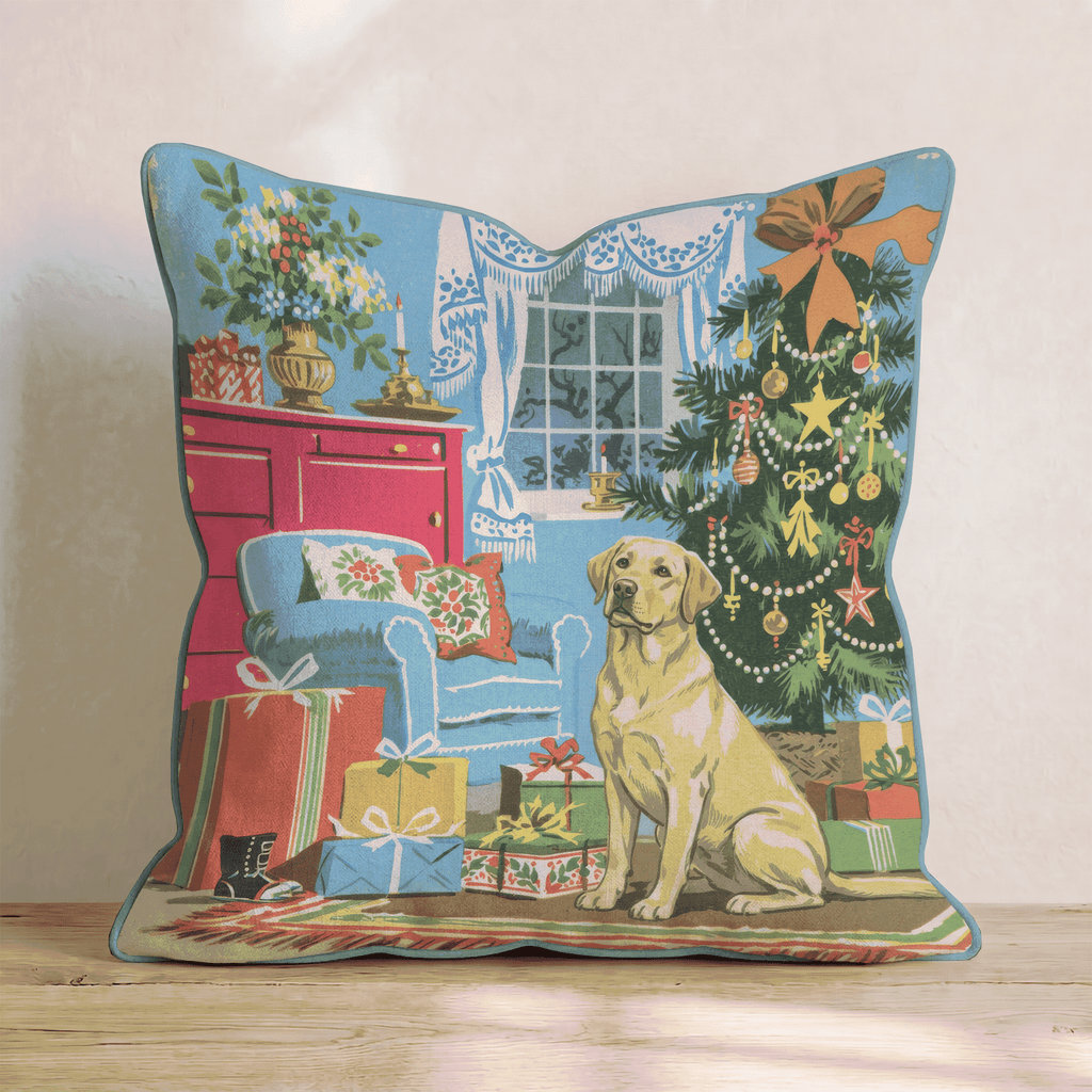 Retro Parlor Labrador Retriever Throw Pillow - Hillcroft Home