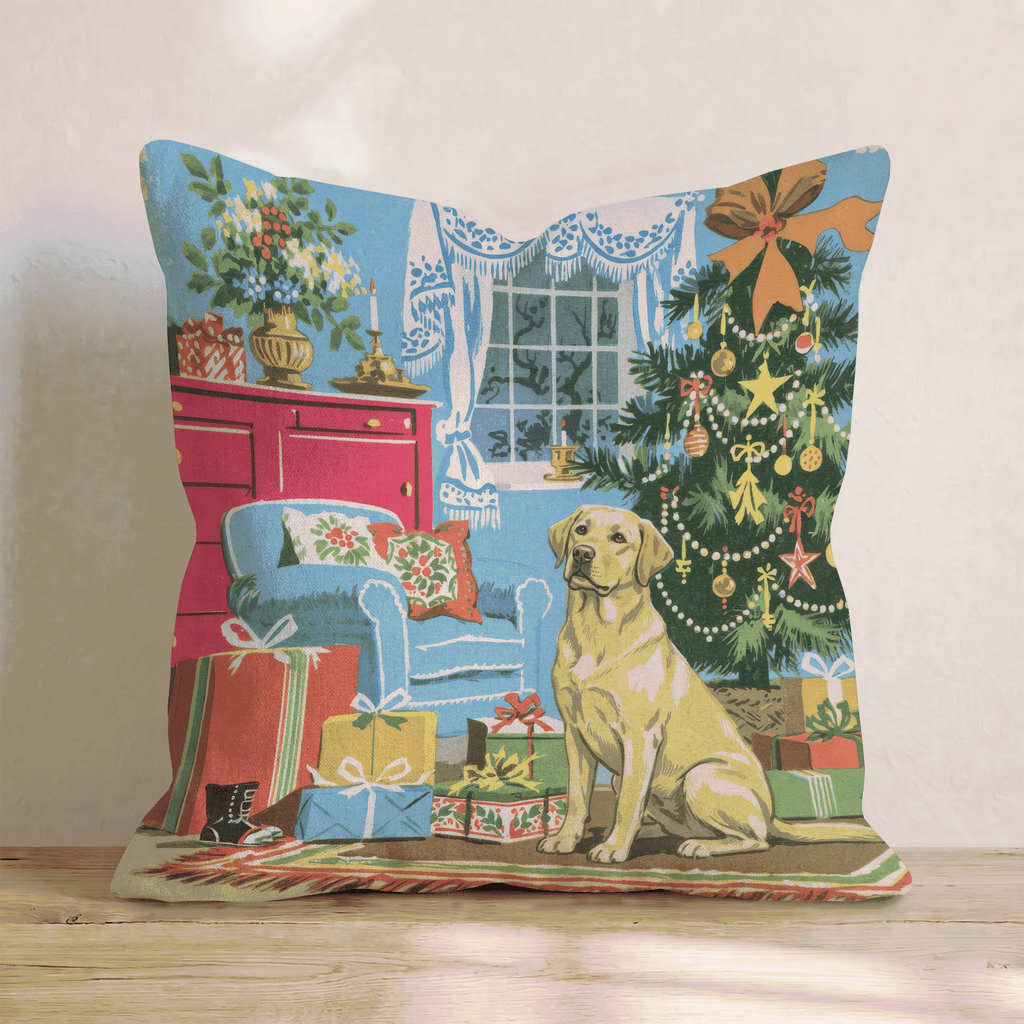 Retro Parlor Labrador Retriever Throw Pillow - Hillcroft Home