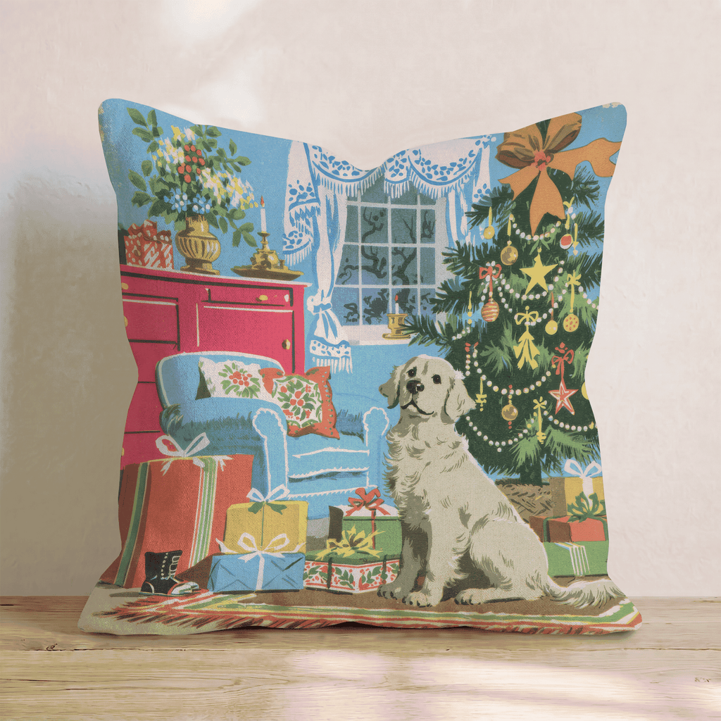 Retro Parlor Retriever Throw Pillow - Hillcroft Home