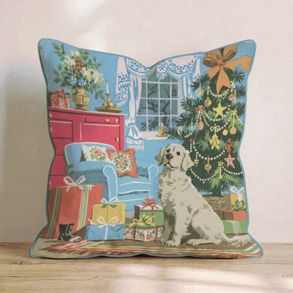 Retro Parlor Retriever Throw Pillow - Hillcroft Home