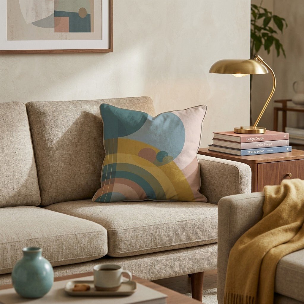 Retro Rainbow Groove Throw Pillow - Hillcroft Home