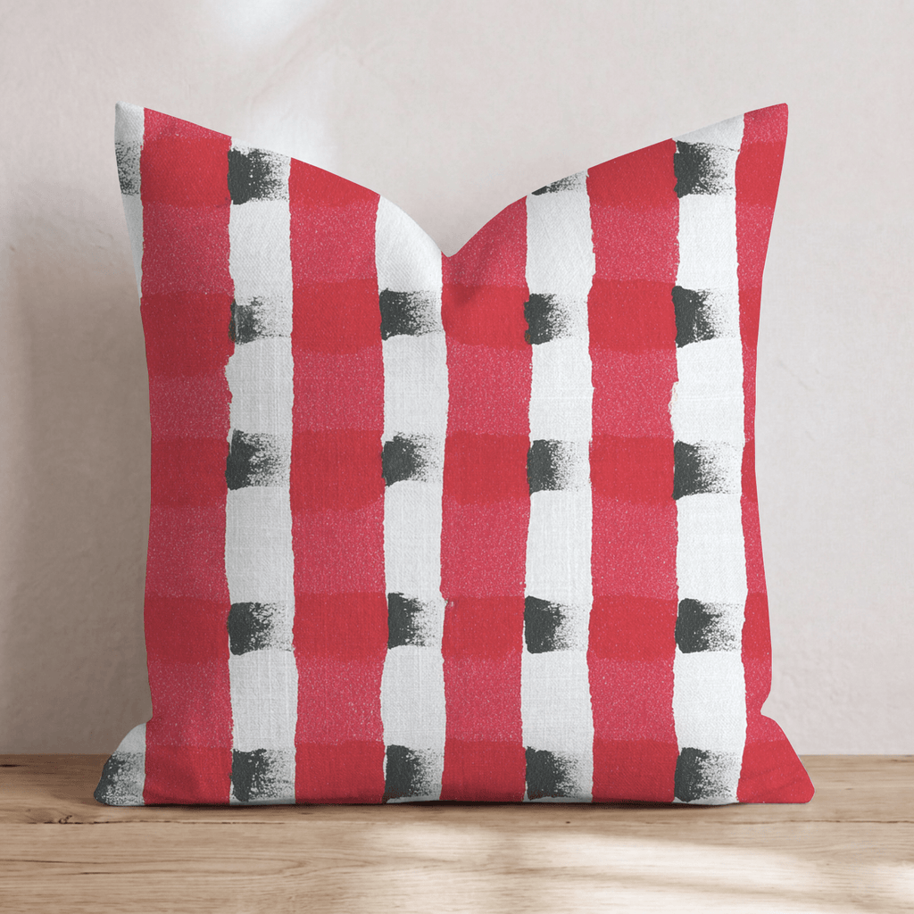 Retro Red Check Throw Pillow - Hillcroft Home