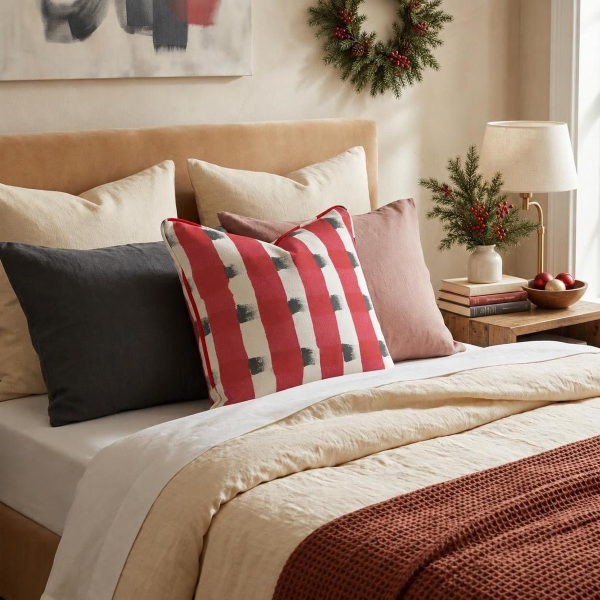 Retro Red Check Throw Pillow throw pillow - Hillcroft Home