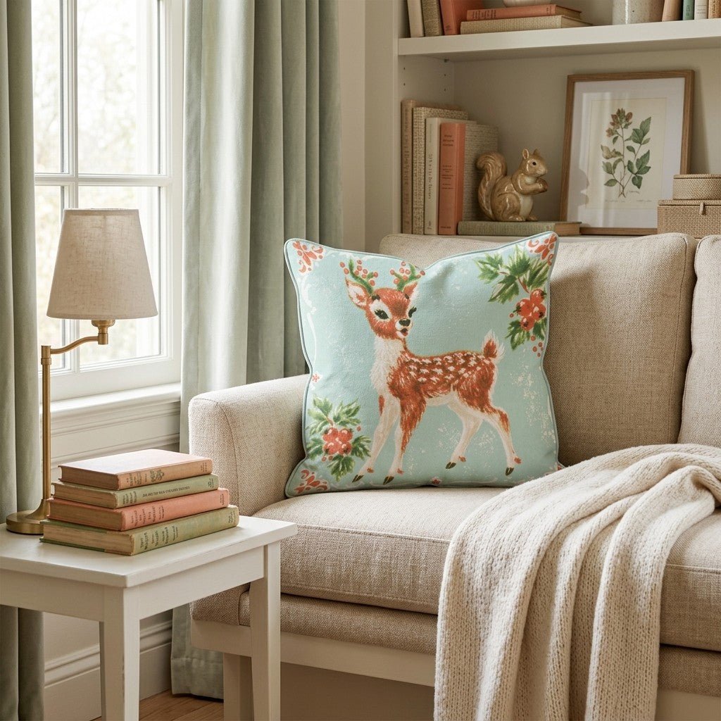 Retro Spotted Fawn Throw Pillow - Hillcroft Home