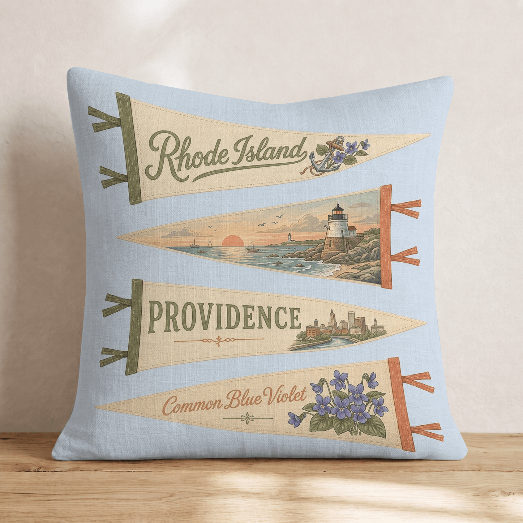 Rhode Island Pennant Throw Pillow - Hillcroft Home