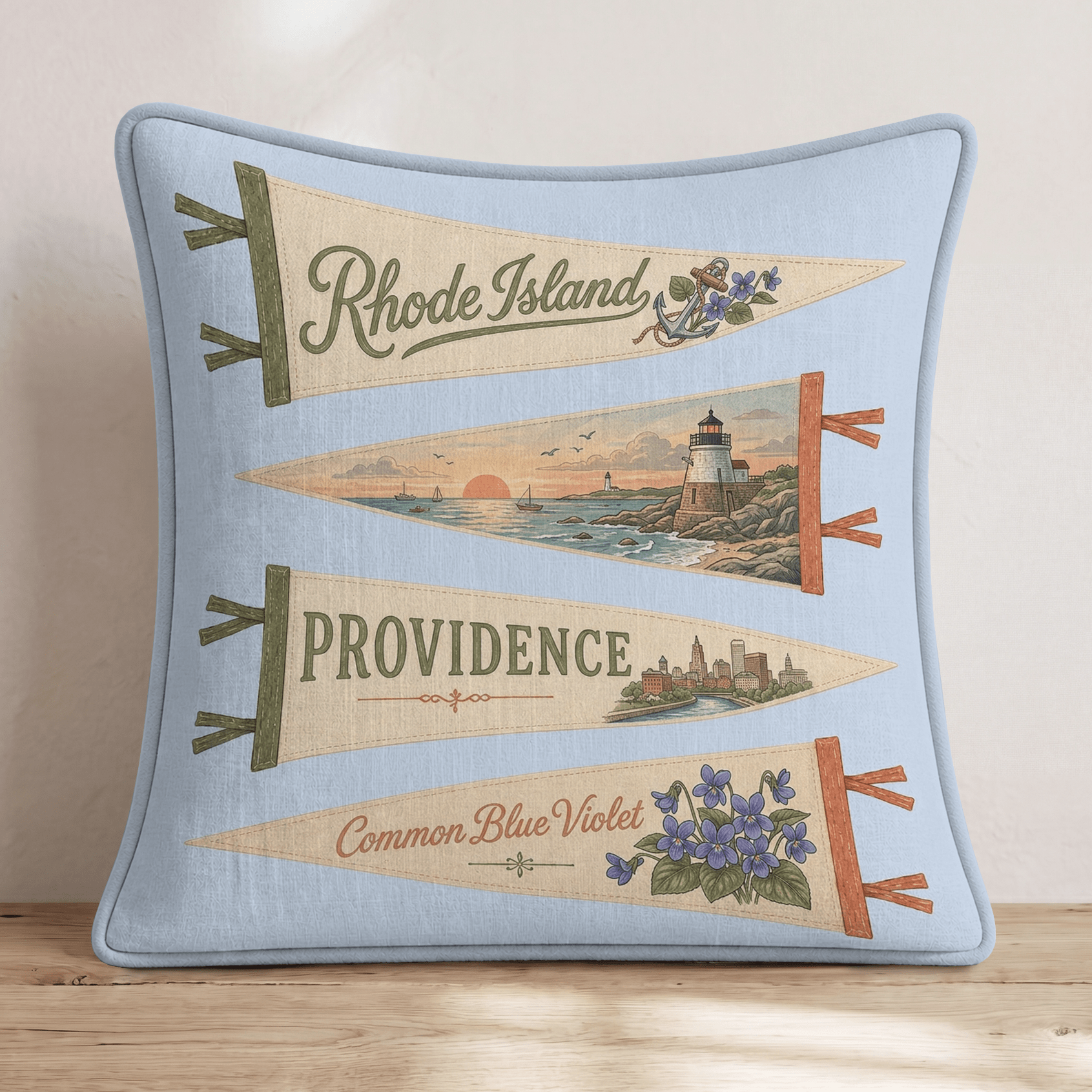 Rhode Island Pennant Throw Pillow - Hillcroft Home