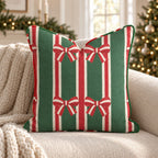 Ribbon & Evergreen Throw Pillow throw pillow - Hillcroft Home