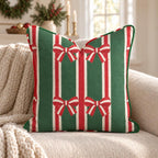 Ribbon & Evergreen Throw Pillow throw pillow - Hillcroft Home