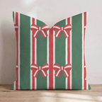 Ribbon & Evergreen Throw Pillow throw pillow - Hillcroft Home