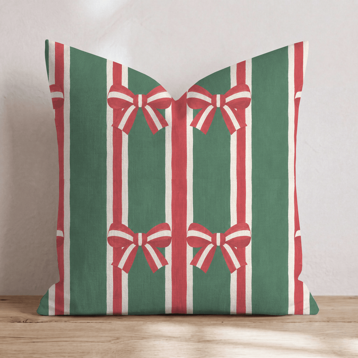 Ribbon & Evergreen Throw Pillow throw pillow - Hillcroft Home